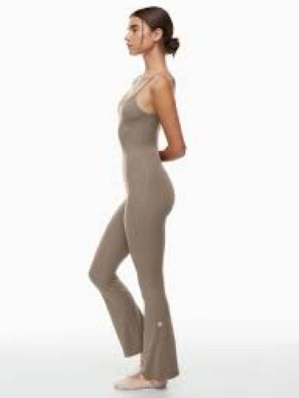 Aritzia Sleeveless Wide-Leg Jumpsuit in Taupe Brown